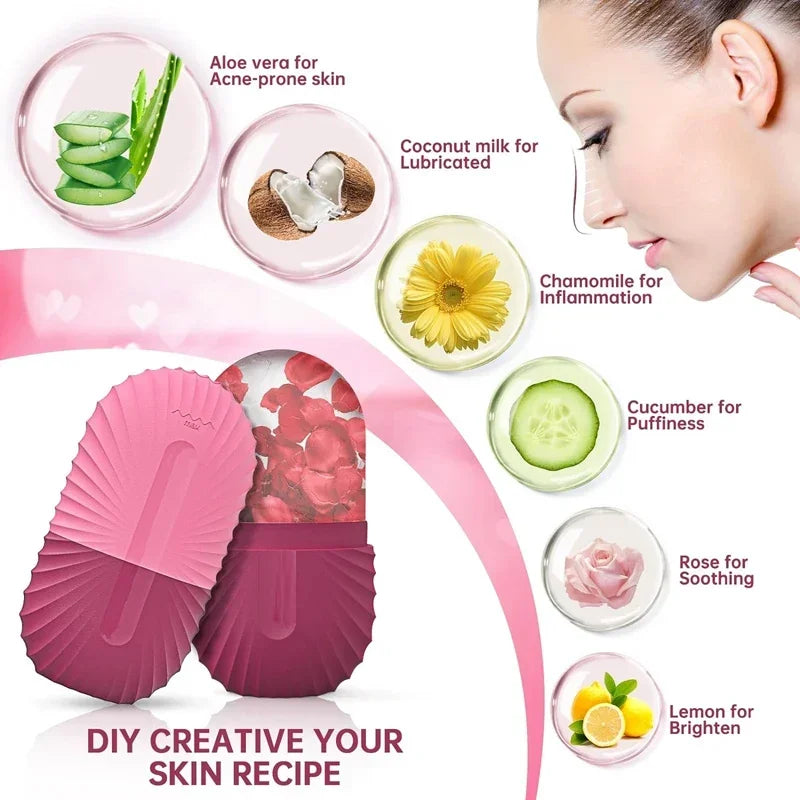 Ice Face Roller & Ice Cube Facial Massage Tool – Cooling Skincare Roller