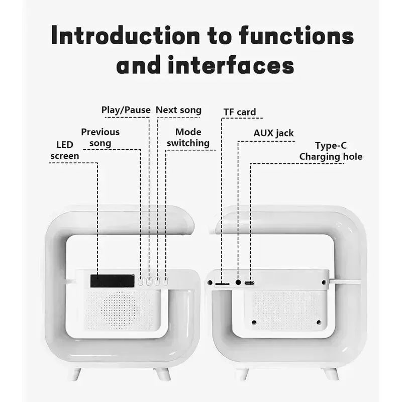 Wireless Charger & Bluetooth Speaker Lamp